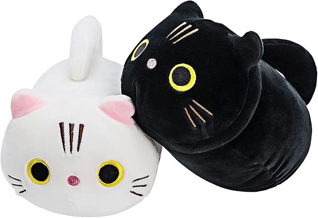 shownicer Plush Pillow 3PCS, Soft Toy Stuffed Animal Plushies, Doll Cushion for Sleeping Sofa Bed, Cuddly Toy, Creative Gift for Kids Baby Girls Boys Birthday Christmas (Cats Black/White)