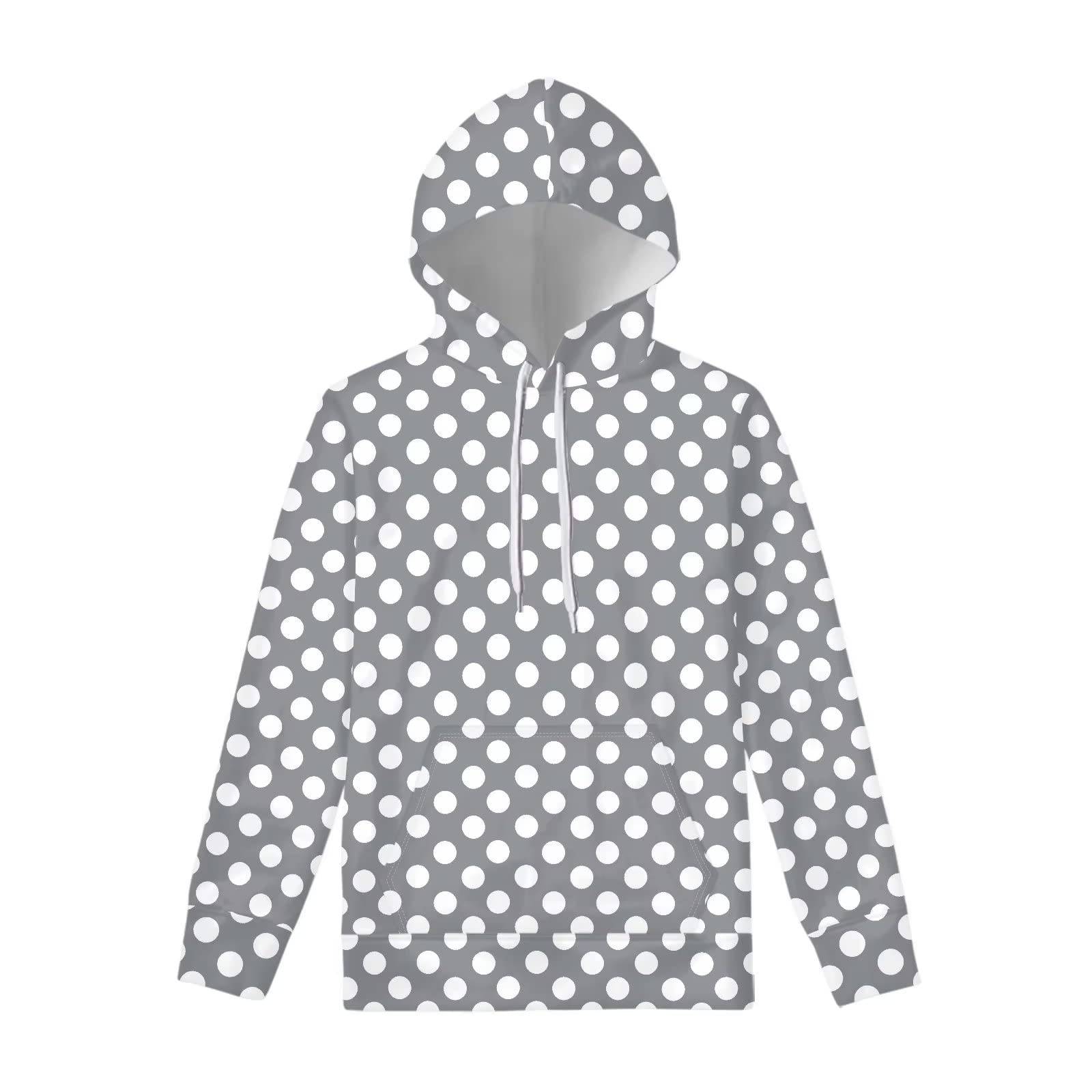Sweat à capuche homme décontracté imprimé pois gris confort maximum