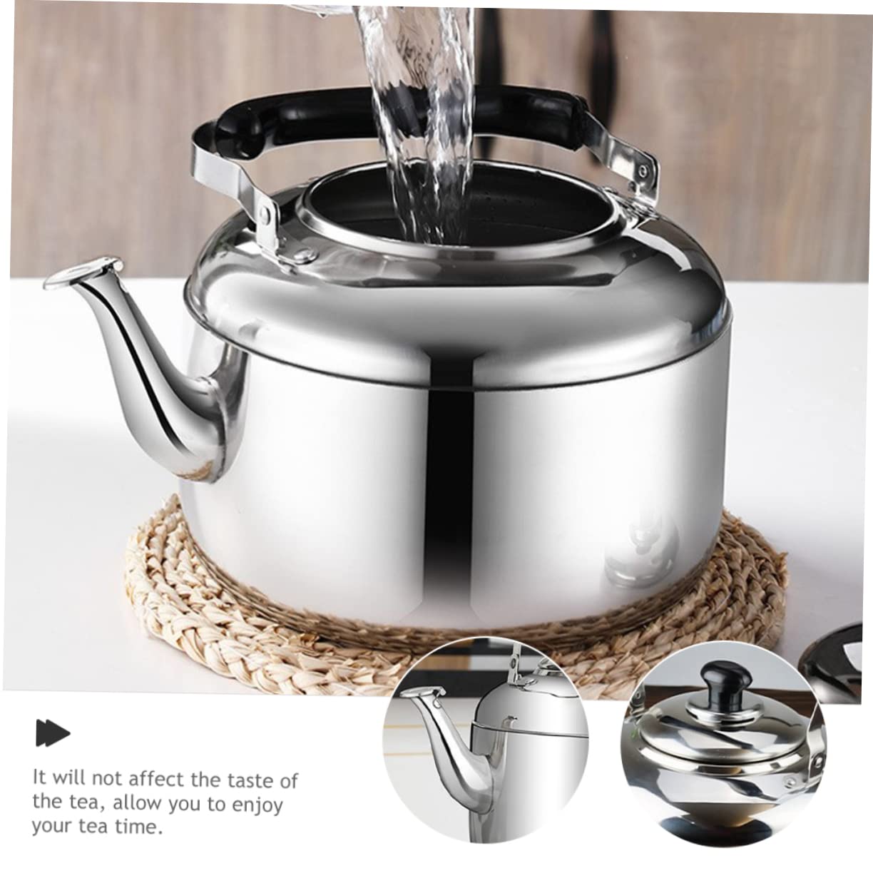 UPKOCH Tetera Silbante de Acero Inoxidable sin Imán para Cocina, Capacidad 4l, Ligera Mango de Baquelita, Adecuado para Uso Doméstico y Hervir Agua Rápido