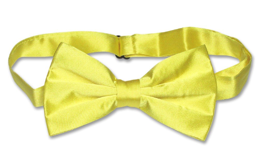 Vesuvio Napoli 100% SILK BOWTIE Solid YELLOW Color Men's Bow Tie for Tuxedo or Suit