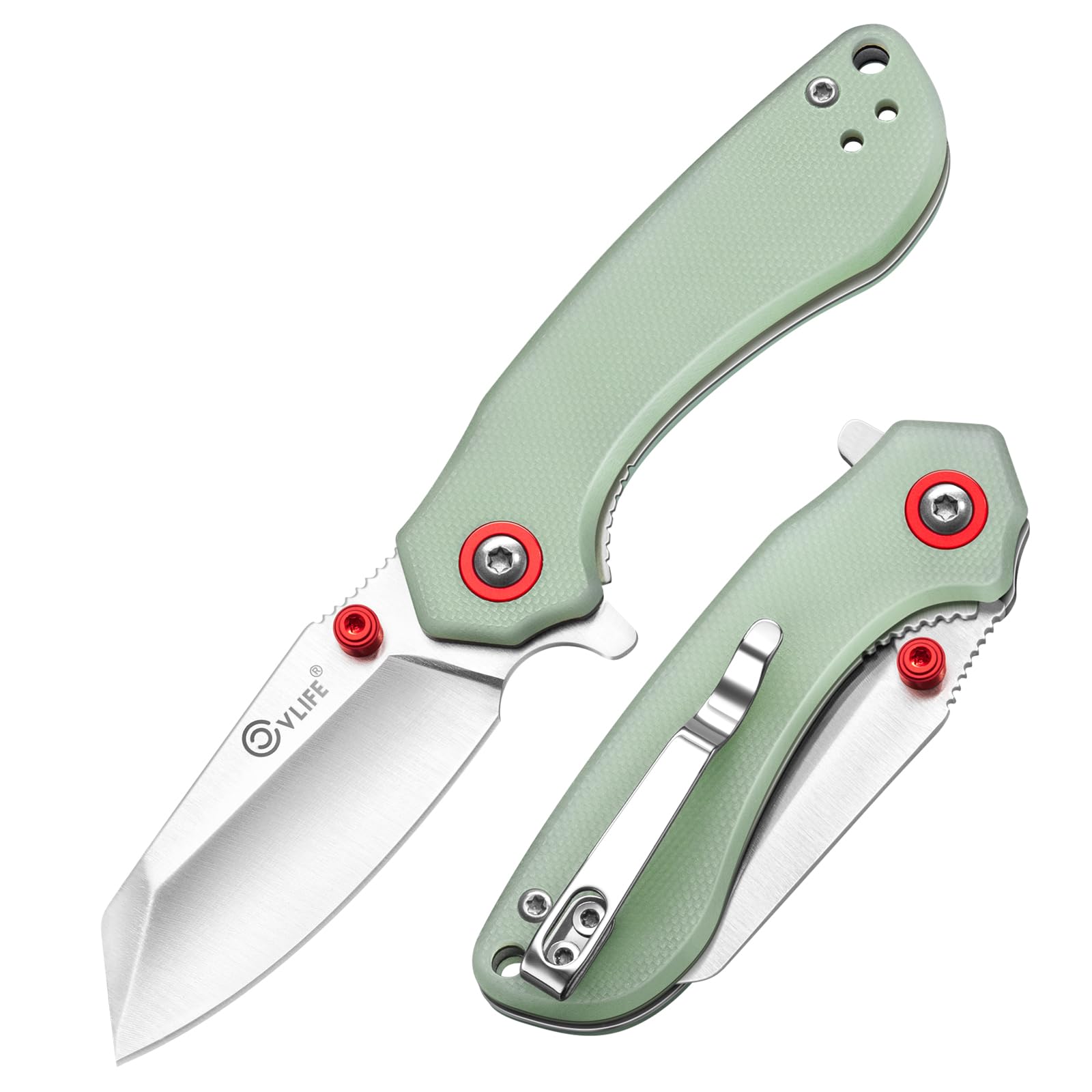 CVLIFE Pocket Folding Knife 2.12” 14C28N Stainless Steel Blade, Jade Green - image 1