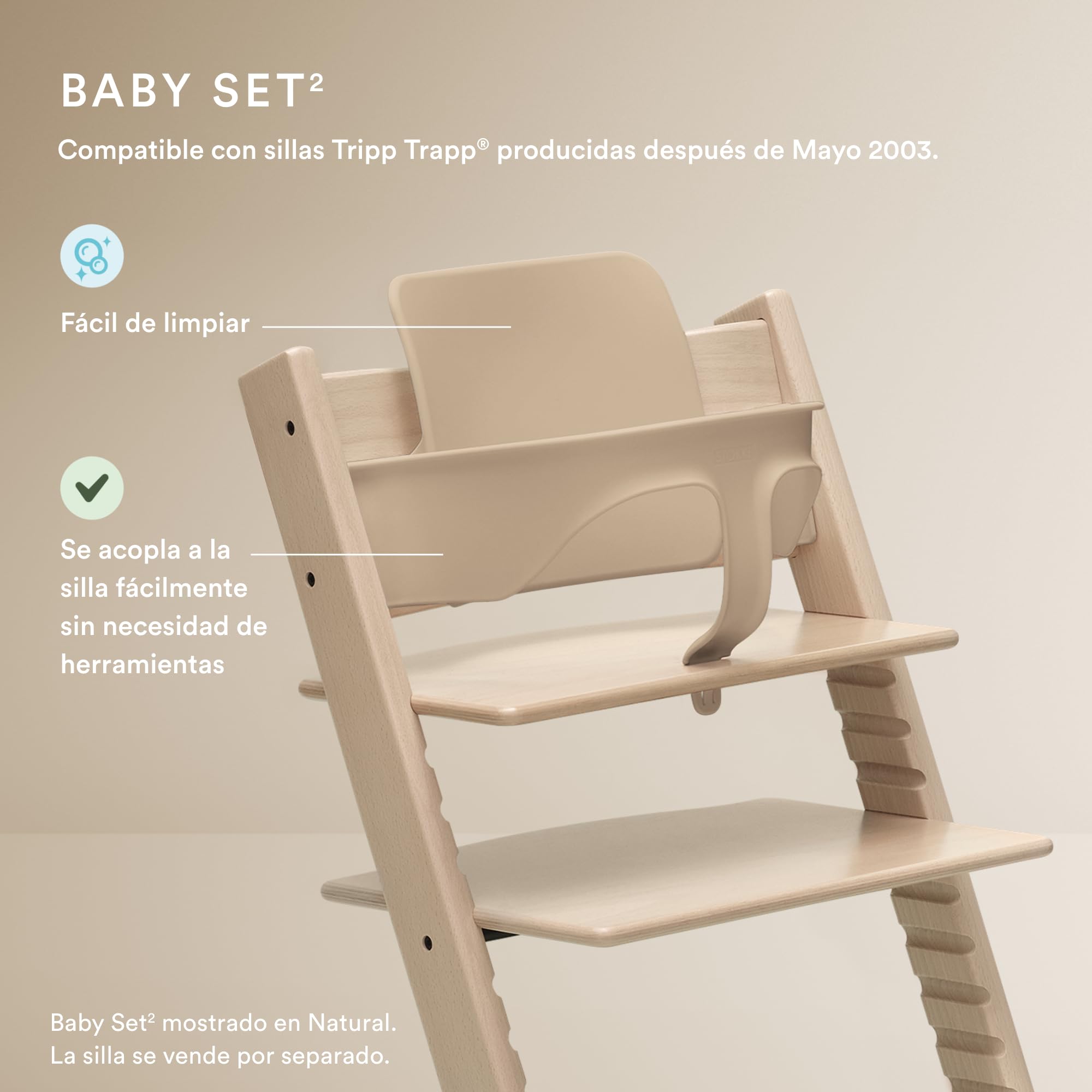 Tripp Trapp Baby Set 2 de Stokke, Blanco - Ideal para bebés de 6 a 36 meses - Convierte la silla Tripp Trapp (fabricadas después de mayo 2003) en una cómoda trona