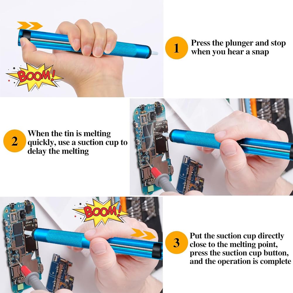 Pompa Dissaldante,Aspirazione Di Stagno Di Saldatura Liquido,Accessorio Indispensabile Per Saldatore Professionale,Solder Sucker,Solder Removal Hand,Manual Dissaldatura Pump,Blu,2PC,Kiuiom