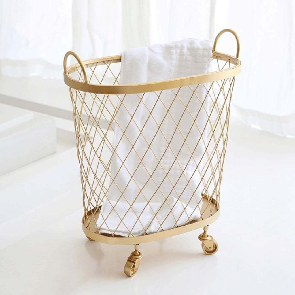 Panier à linge roulant à 360° en métal maillé pour déplacer le linge sans effort