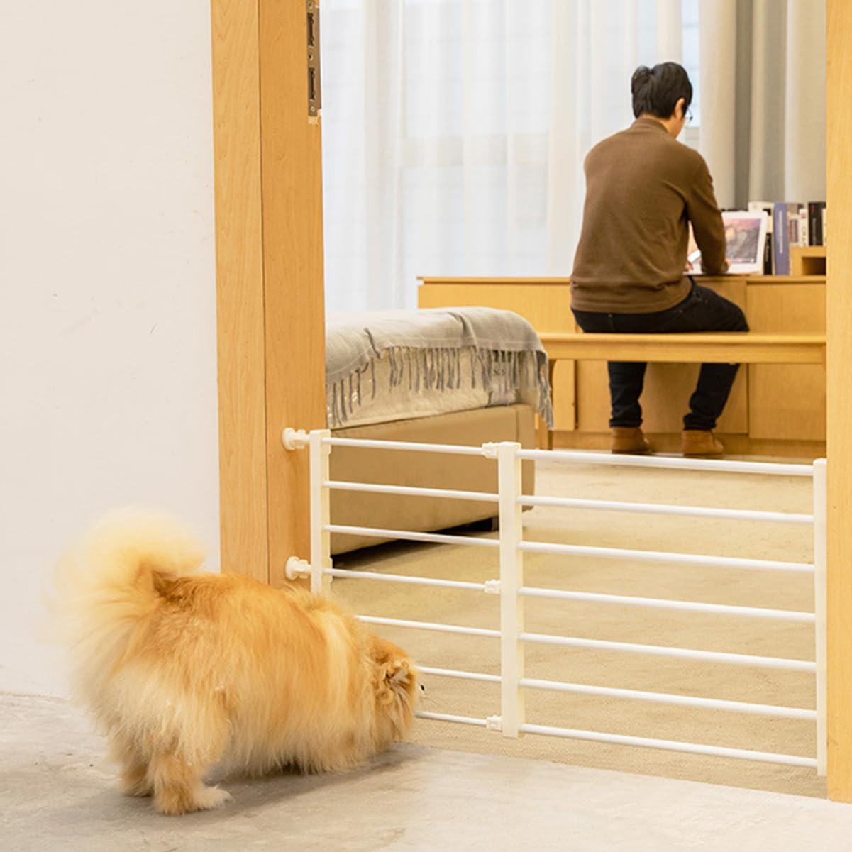 PRETYZOOM Indoor Walk Through Safety Gate for Pets High Easy Install for Doorways Hallways Stairs