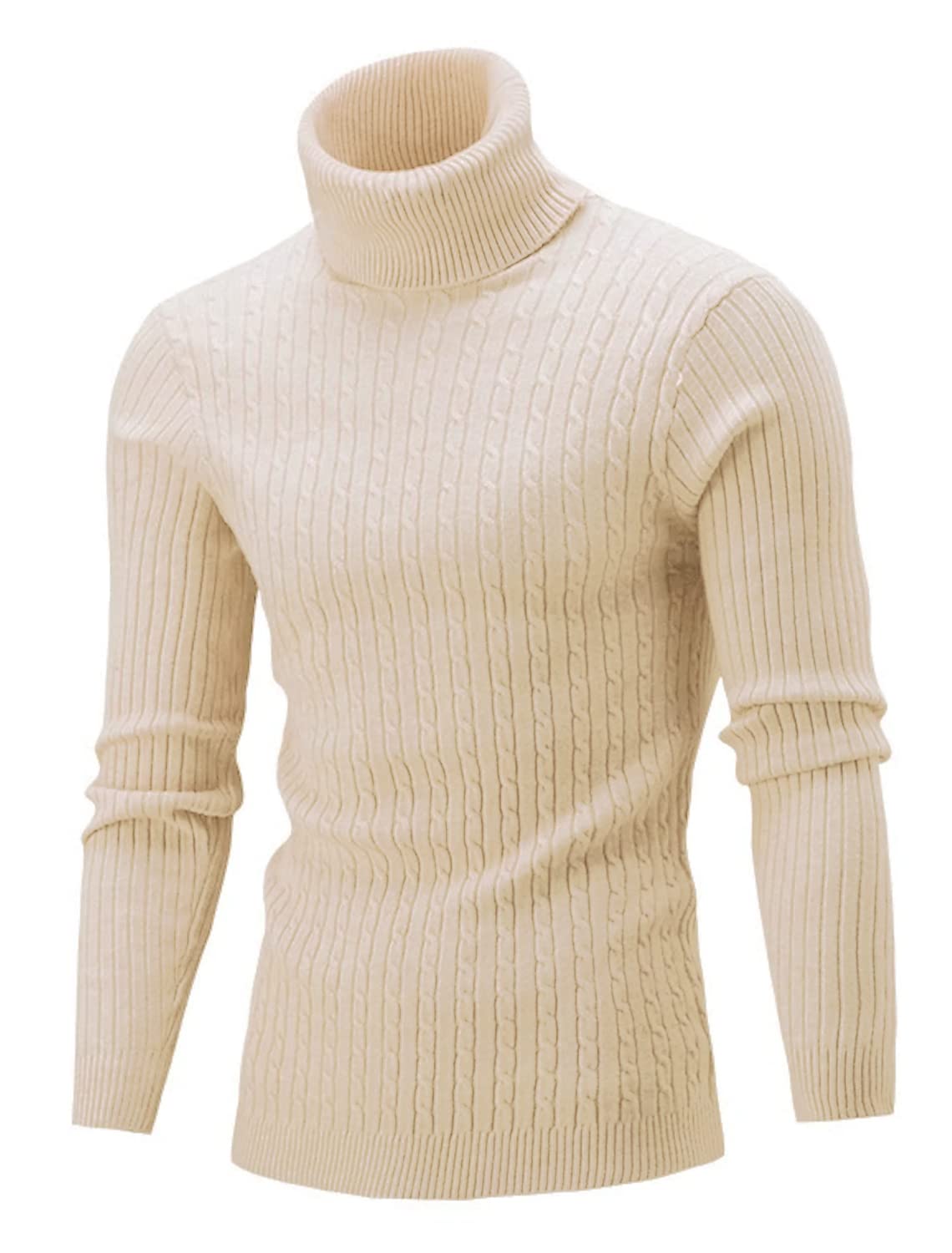 AIDEAONE Maglione Dolcevita da Uomo Maglione Casual a Costine Slim Fit a Maglia Collo Alto Pullover Dolcevita