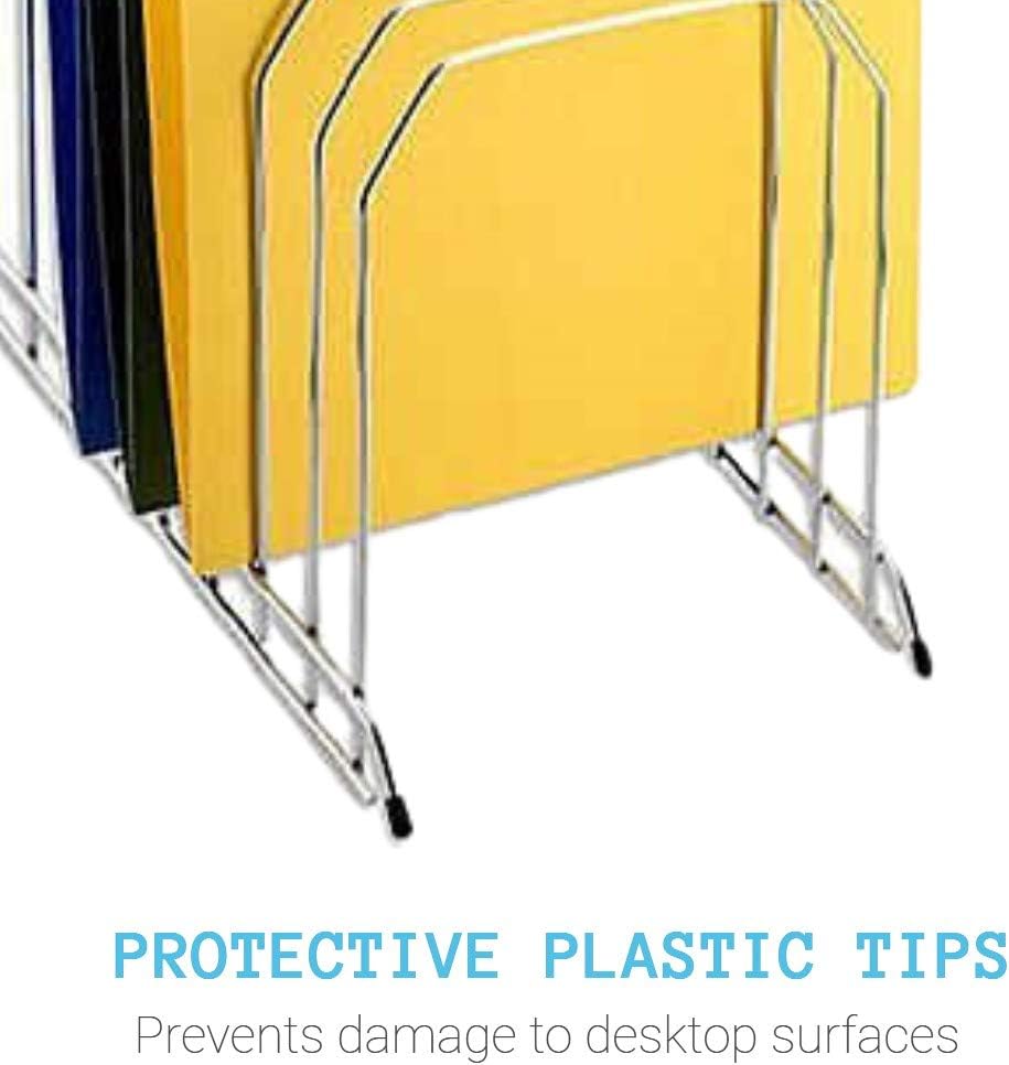 1InTheOffice Metal Incline Desk File Sorter, File Sorter, File Sorter for Desk, File Sorter Organizer. 8-Compartments, Chrome