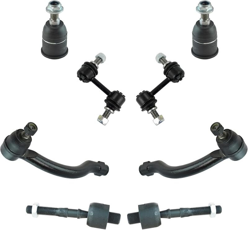 Kit de direção e suspensão dianteira TRQ PSA65035 com pivôs, barras axiais e bieletas – 8 peças