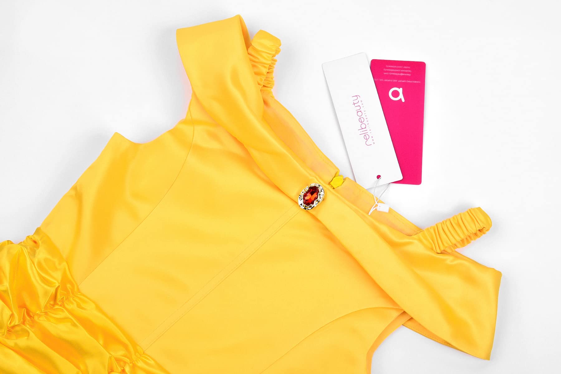 ReliBeauty Vestito Costume Principessa Carnevale Bambina Halloween Giallo con Accessori