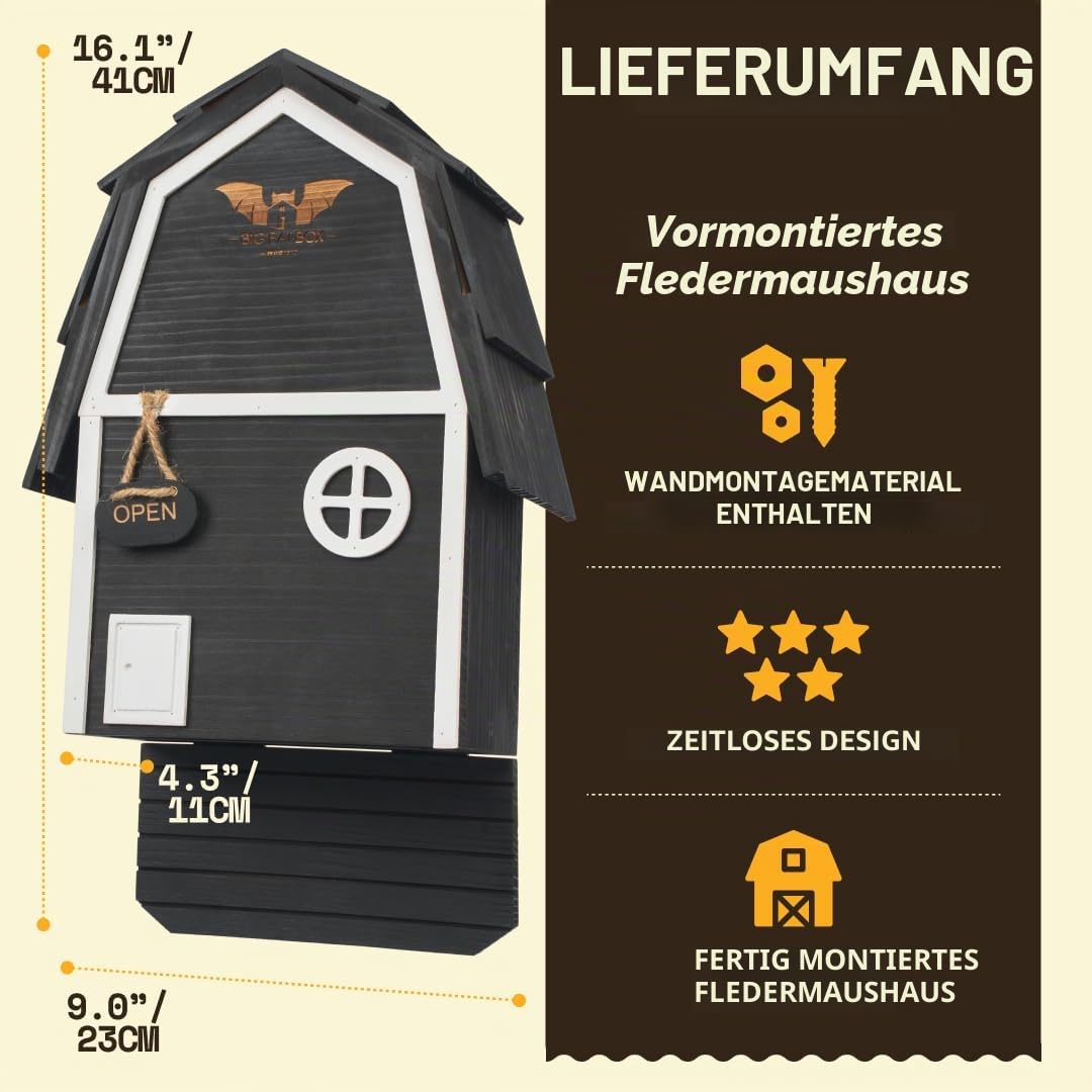 WildYard Fledermauskasten 2 Kammern, Fledermaushaus aus Zedernholz zur Wandmontage, wetterfest für den Garten