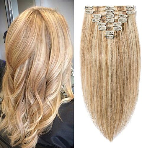 Clip in Hair Extension Human Hair 8 Pcs Full Head - 100% Real Remy Hair Straight Standard Weft (13"-80g, #2 Dark Brown)