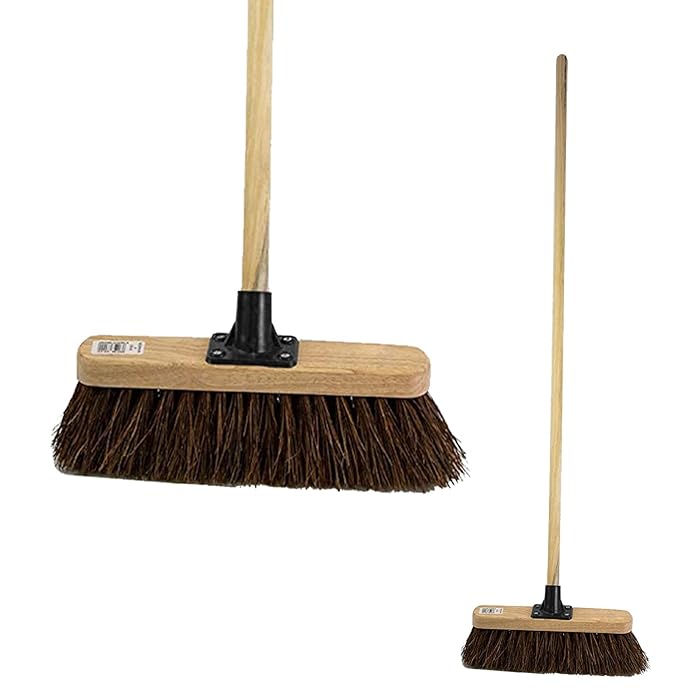 Buy 10” Garden Broom Outdoor with Wooden Handle Natural Bassine Hard