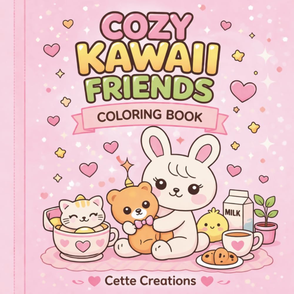 Cozy Kawaii Friends Coloring Book: Cute & Comfy Animal Coloring Pages for Relaxation and Fun