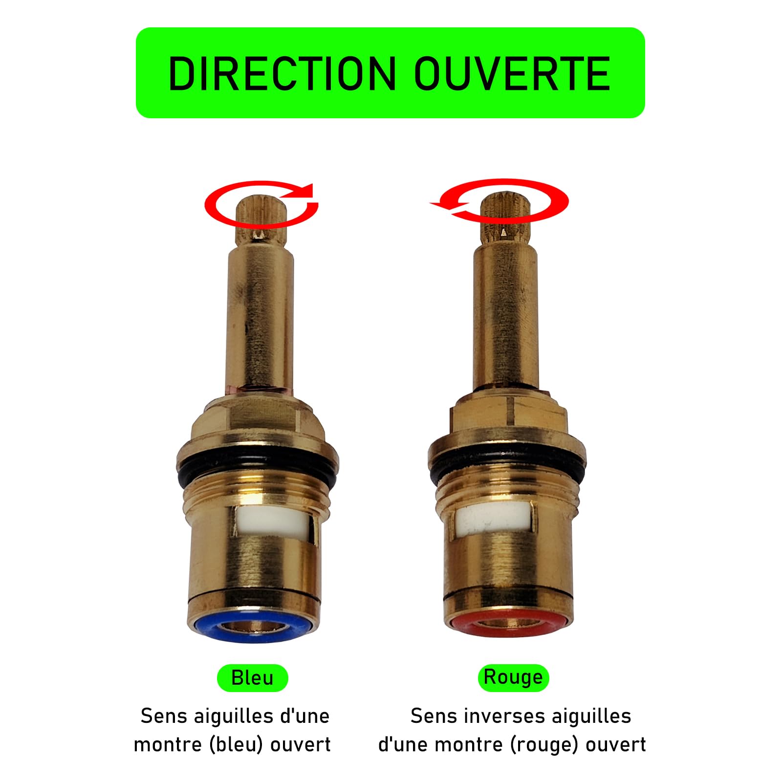 Cartouche De Remplacement En Laiton Pour Robinet À Tige Céramique 1/4 Tour 1/2" Pour Robinet De Salle De Bain Et De Cuisine, Cartouches De Robinet En Laiton,Red