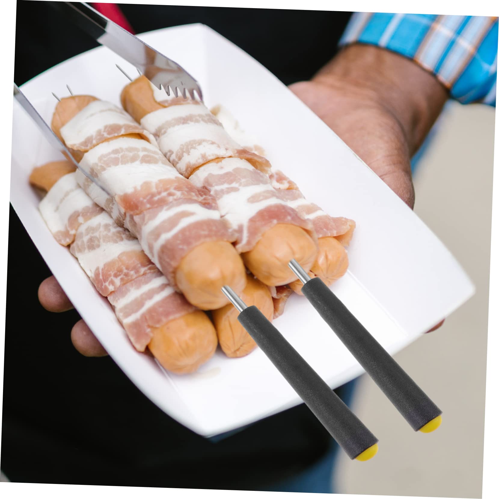 Toddmomy 6pcs Extendable U Shaped Bbq Forks Durable Roasting Tools for Outdoor Grilling Scald Long Handle for Home Barbecue and Camping