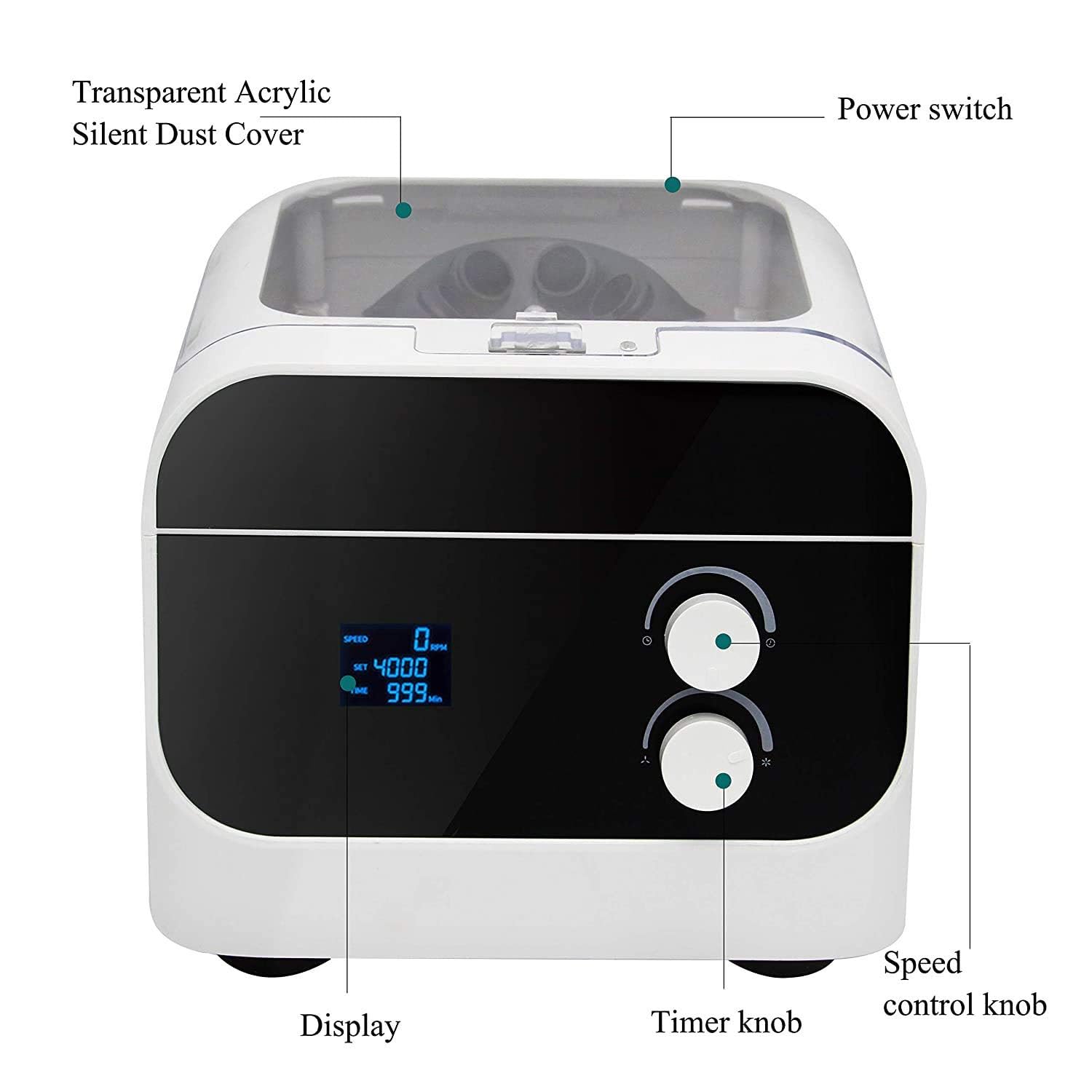 Intelligente Zentrifugenmaschine, elektrische digitale Laborzentrifuge mit 1920xg Kraft, 0-4000 U/min Geschwindigkeit & 0-99 Minuten Timer für Serum- und Fetttrennung