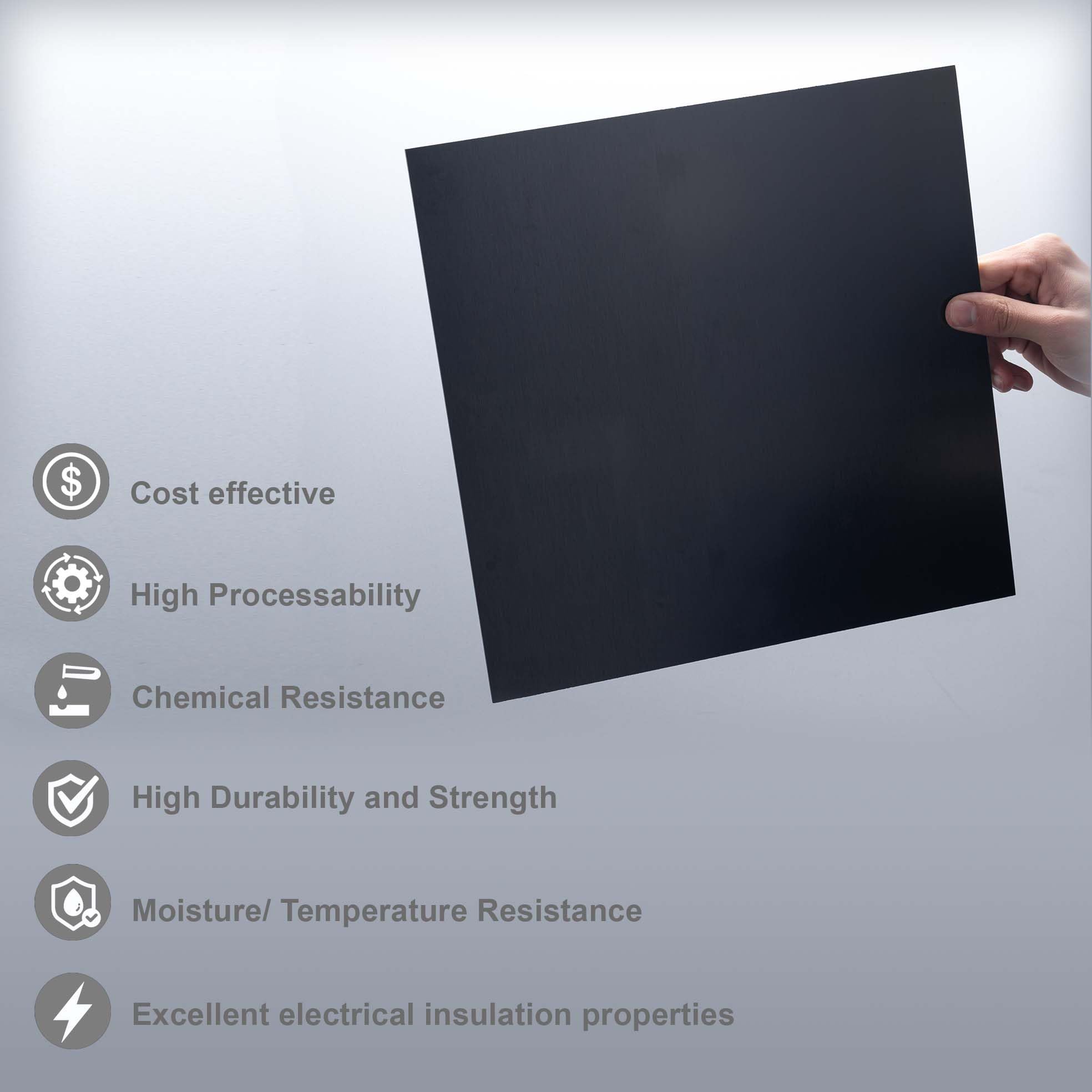 Black Phenolic Sheets - 1/8" Thick, Pack of 3 -4