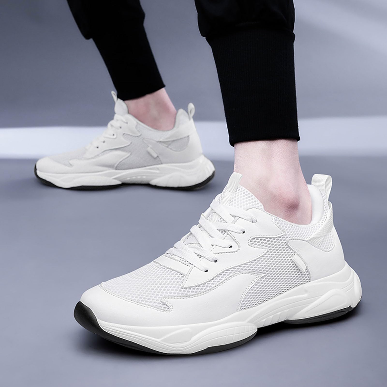 Elevador Zapatos Hombre Zapatillas Deportivas Ligeras Zapatos Deportivos Malla Transpirable Zapatos de Caminar Aumento de Altura Zapatos de Correr Antideslizantes Athletic Joggers