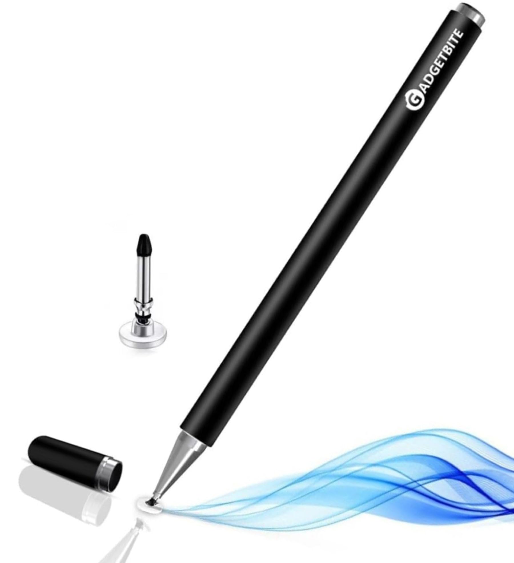 Stylus Pen for Android Tablet & iOS All Touchscreen Devices Capacitive Universal Smart Pen Pencil with Fine Point Disc Tip Lightweight Metal Body and Magnetic Cover for Mobile Phone iPad Tab - Black