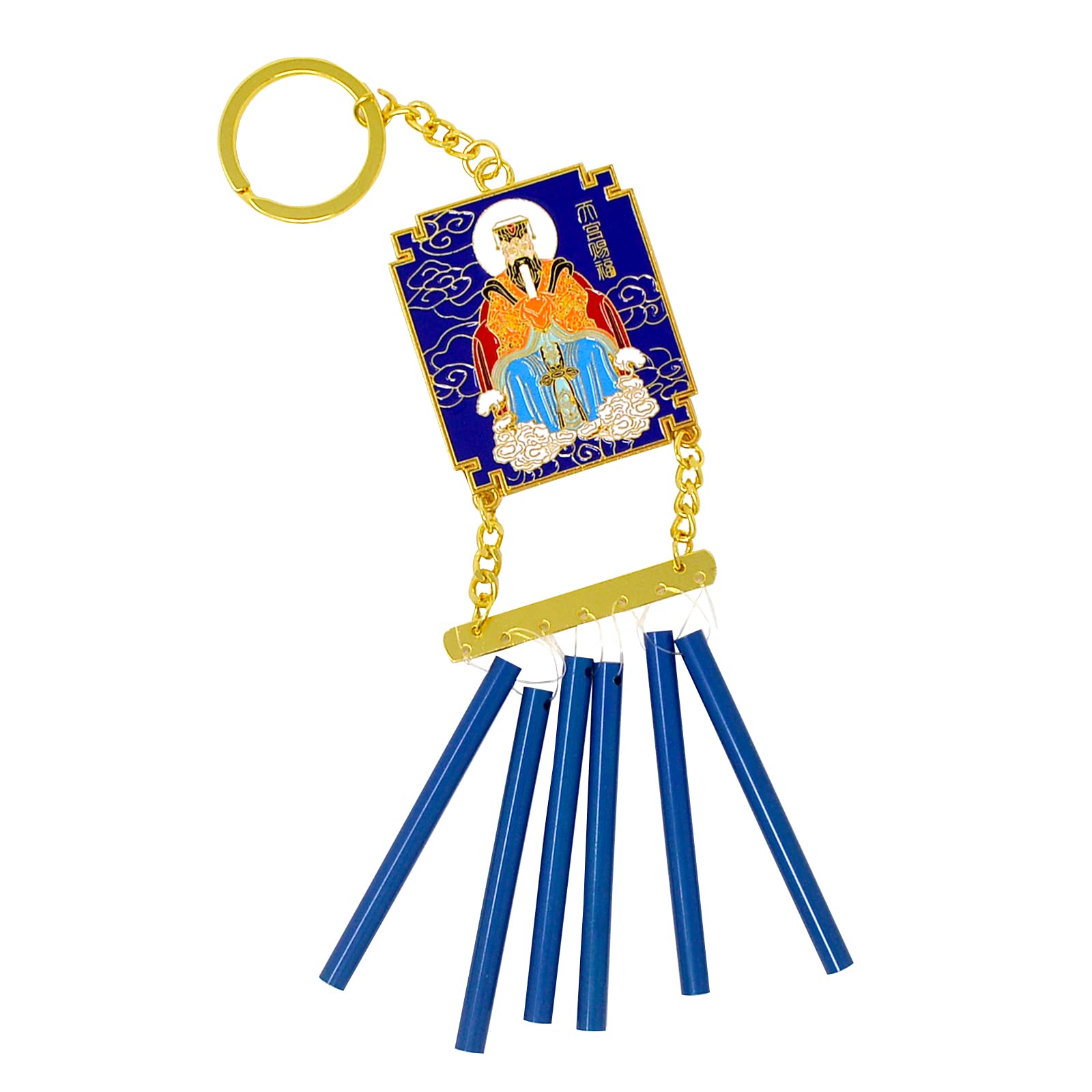 Pendentif carillon empereur en jade bleu Fengshui W5029 idée cadeau zen