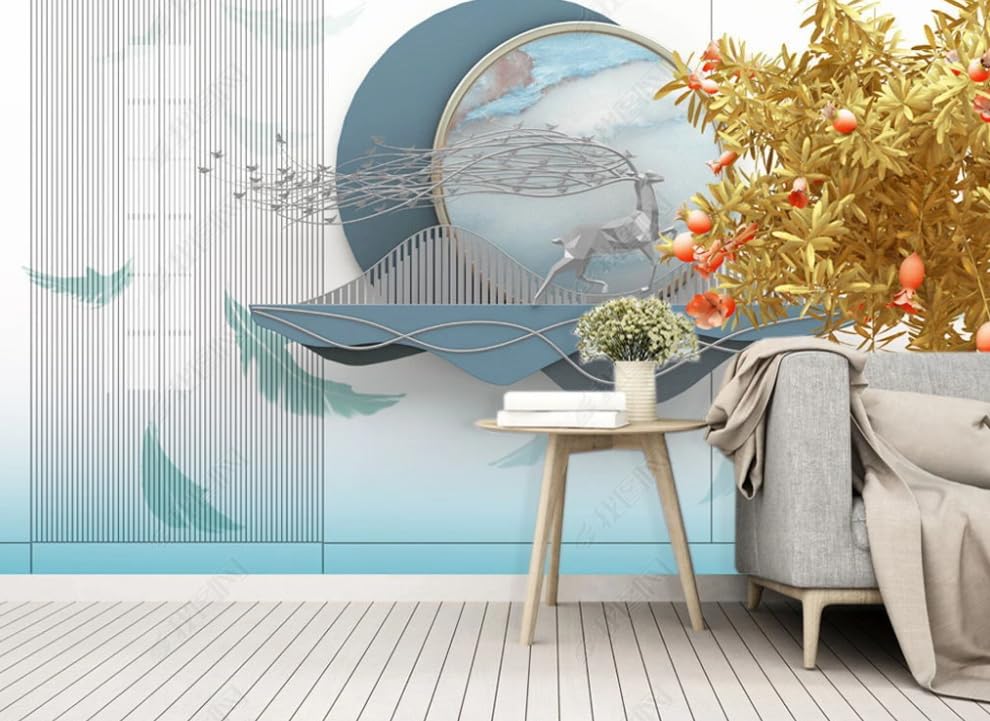 Papier peint intissé shanshui or doré haut de gamme 400x280cm - 3