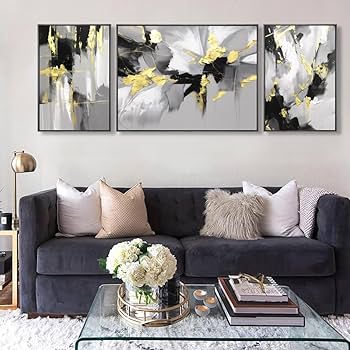 まつもととしこ インテリア Lサイズ おしゃれ 壁掛け 絵　3点 Amazon.com: Wall Art 3 Pieces Modern Wall Art Canvas