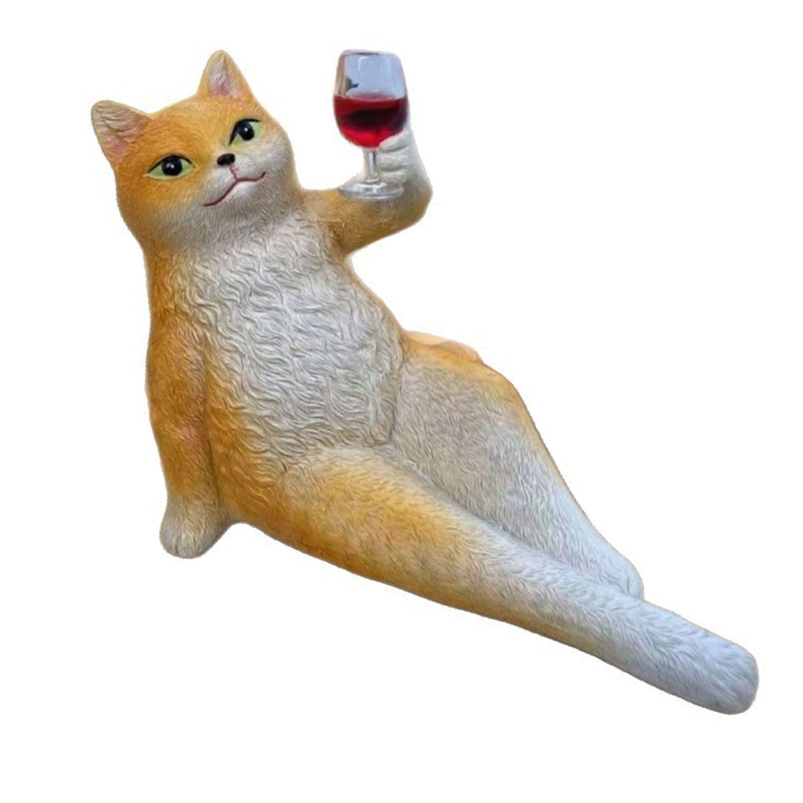 Buxuaaaa Cats Wine Figurine Model Statue for Desktop Wine Cabinet Ornament Garden Decorative Resin Sculpture Scene Landscape Creative Cats Ornament