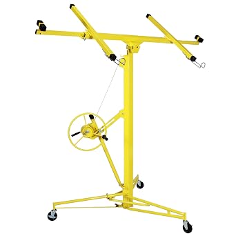 Drywall Lift Panel Hoist,Max 16Ft Sheetrock Cabinet Jack Lifts,Drywall Lifter and Rolling Caster Wheels,Lockable Construction Carrying Tools,16,Yellow