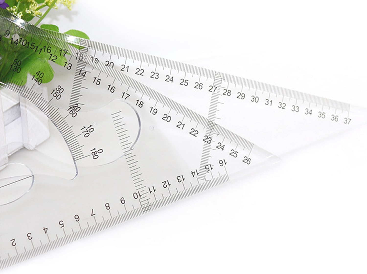 Utoolmart 35CM Large Triangle Ruler Square Set, Plastic Triangular Scale Architectural Ruler for Students Homeschoolers Architects Engineers 1Pcs
