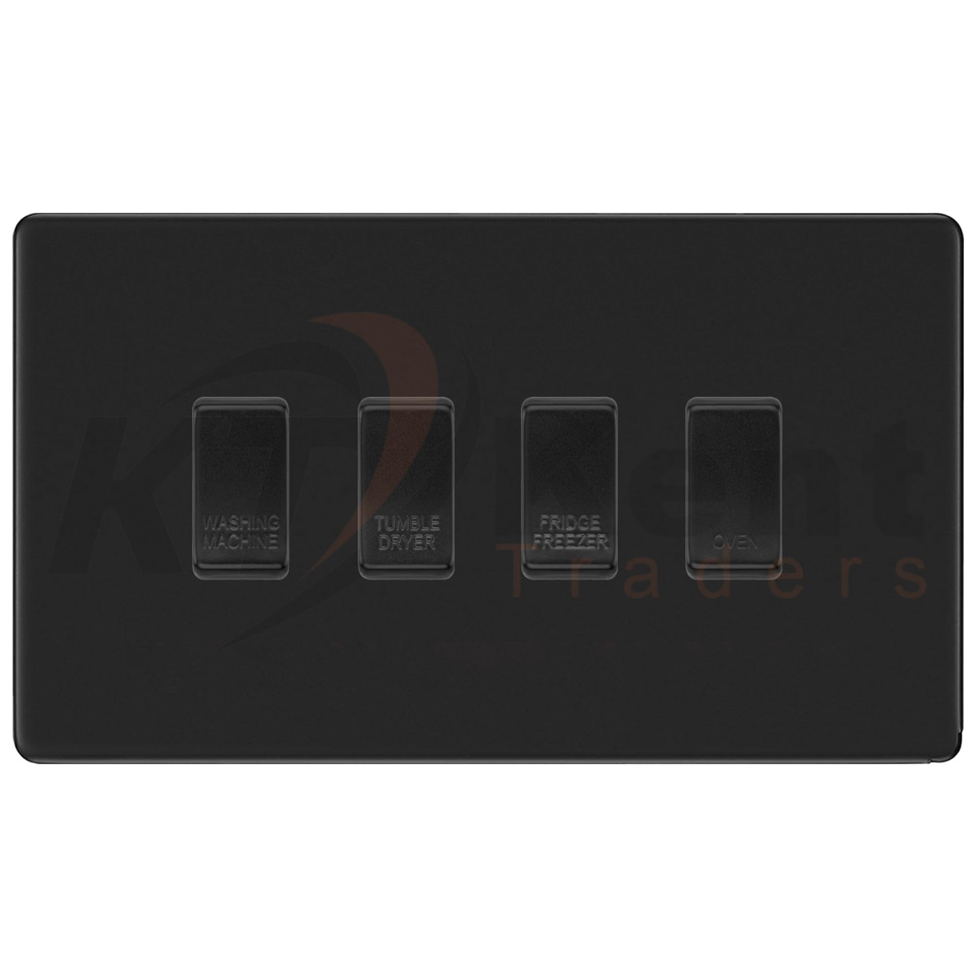 BG Screwless Matt Black 4 Gang Custom Appliance Grid Switch Panel Kitchen