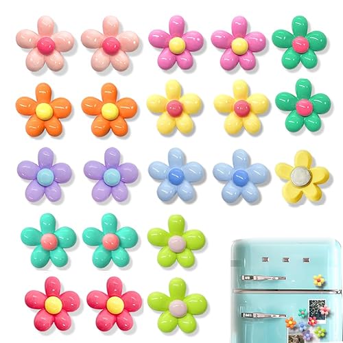 20 pcs Colorful Flower Fridge Magnets Cute Resin Magnets Decoration