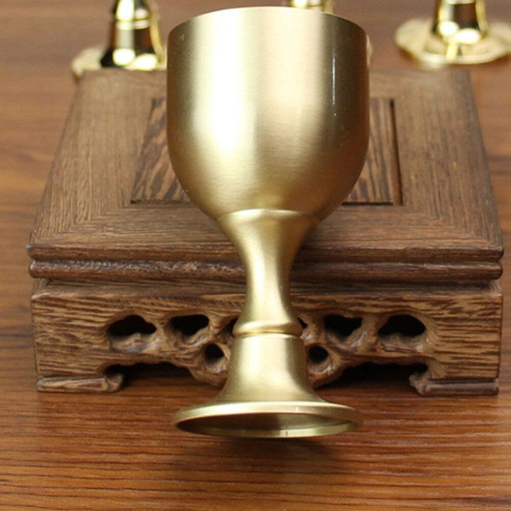 IMIKEYA Brass Wine Glass Wiccan Cup Liqueur Cup Chalice Goblet Vintage Chalice Goblet Footed Wine Communion Holy Grail Copper Alloy - Image 3