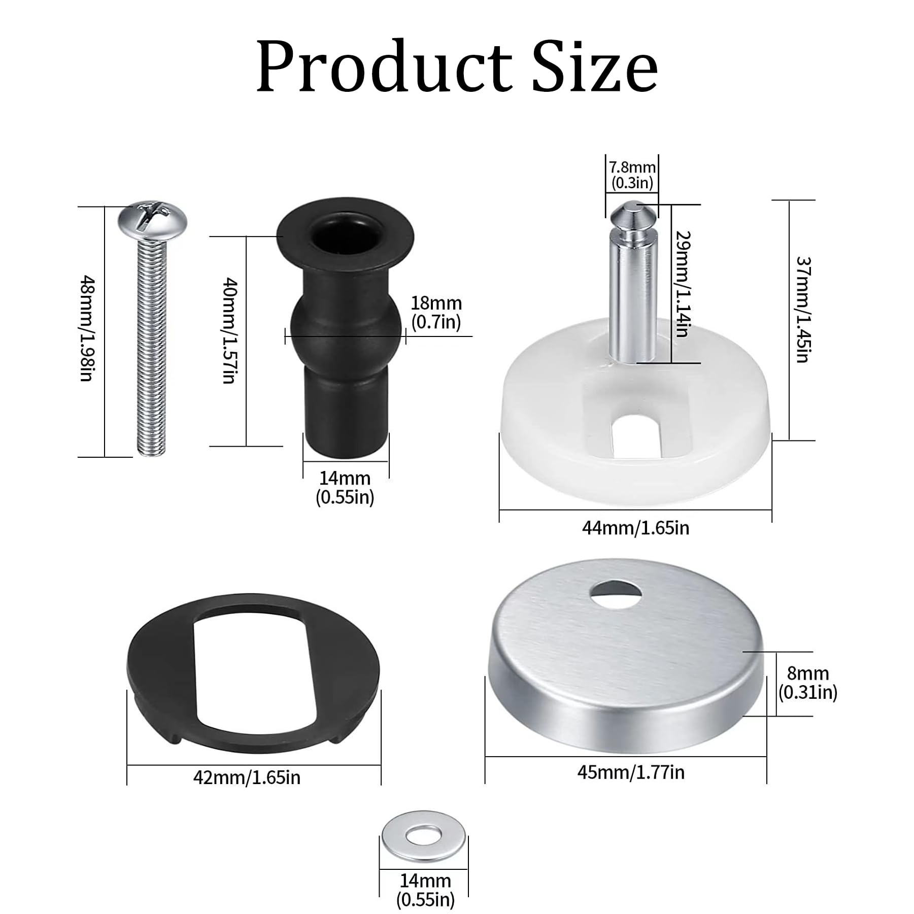 4 Pack Toilet Seat Hinges Fixings with Screws and Expanding Nuts - Image 2