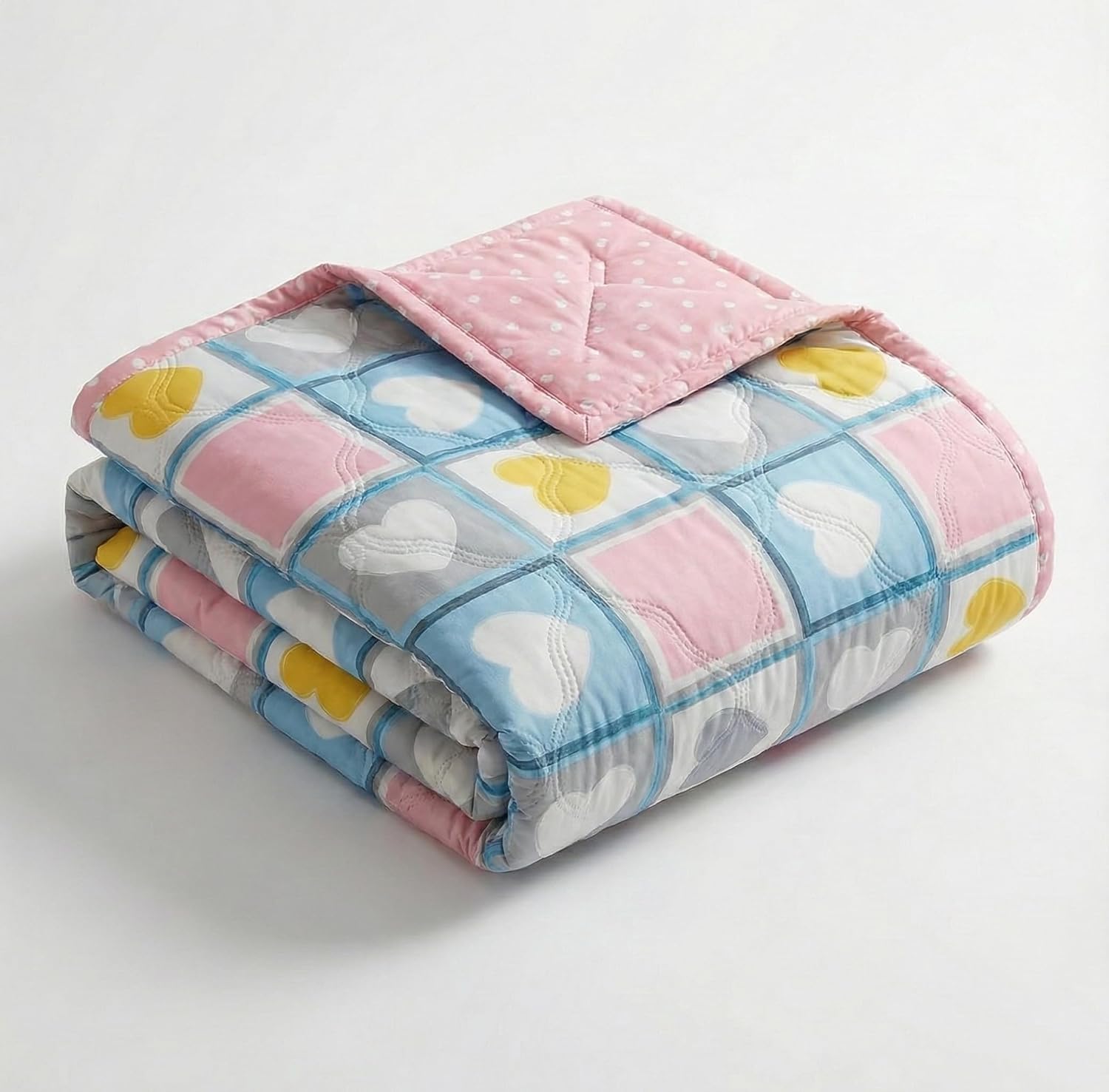 MITUL 220 GSM Reversible Summer Microfiber AC Comforter/Duvet| All Season Single Size 3 Layered Quilted Blanket for Duoble Bed Or Single Bed (Heart Flower, Single Bed)-image-33