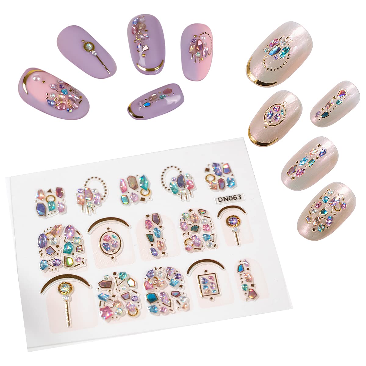 AnGalaxy ネイルステッカー 白いパール DIYネイルデカール カラフル Amazon | AnGalaxy ネイルステッカー DIYネイルデカール 3D立体感