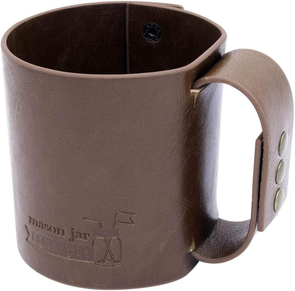 Mason Jar Lifestyle Faux Leather Travel Mug Set (Frost Lid)