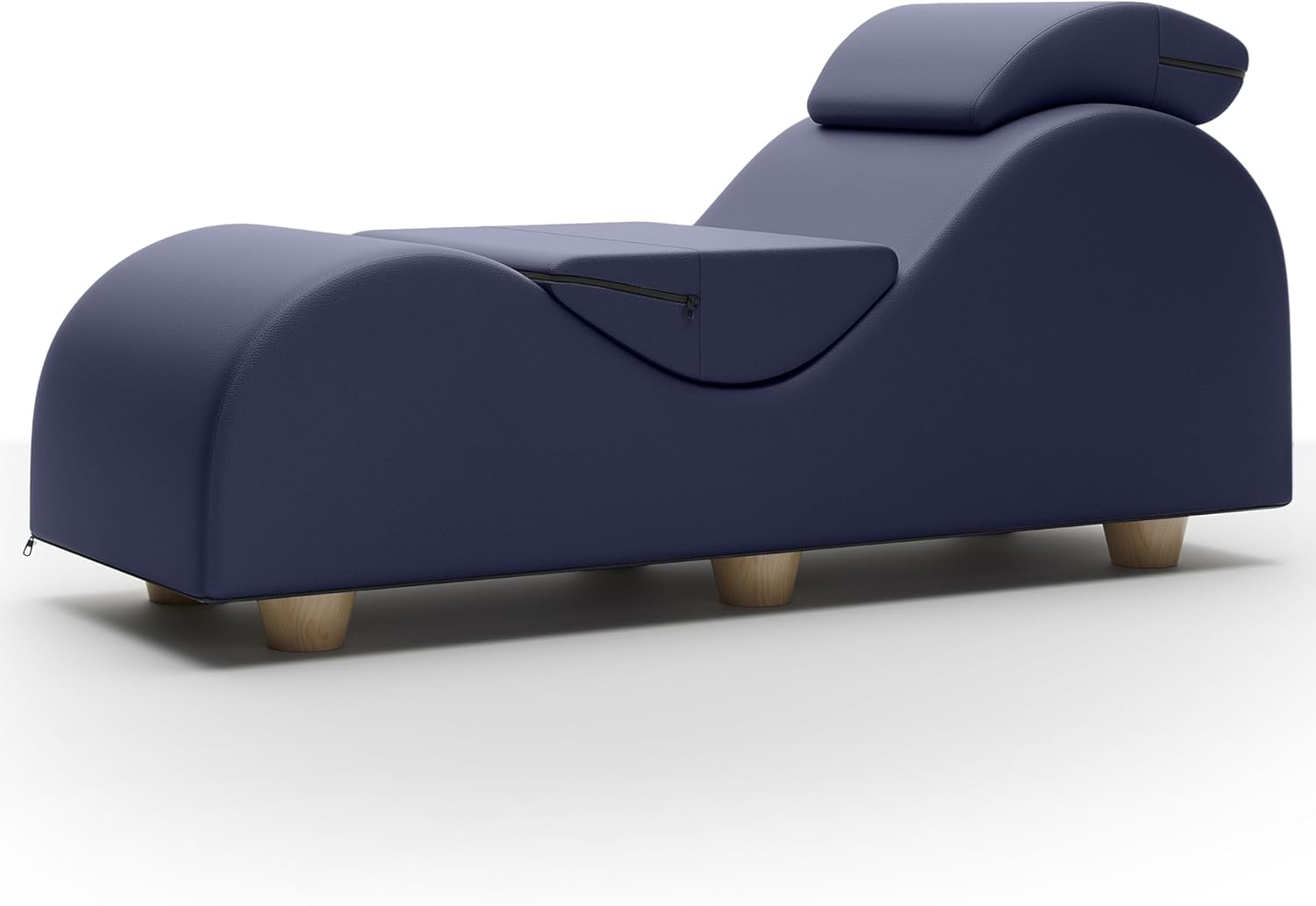 Liberator Esse Lounger II Luxurious Lounger w/Wood Feet, Ultraleather Evening Blue