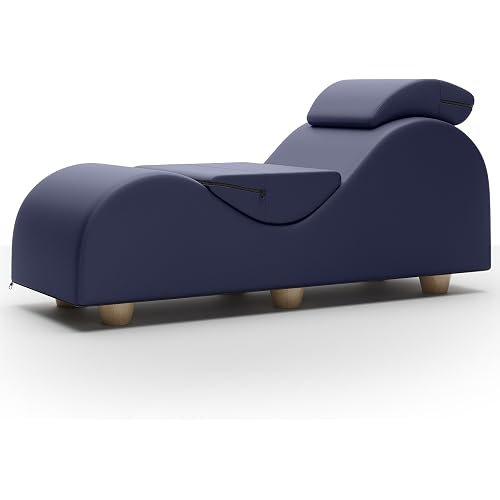 Liberator Esse Lounger II Luxurious Lounger w/Wood Feet, Ultraleather Evening Blue