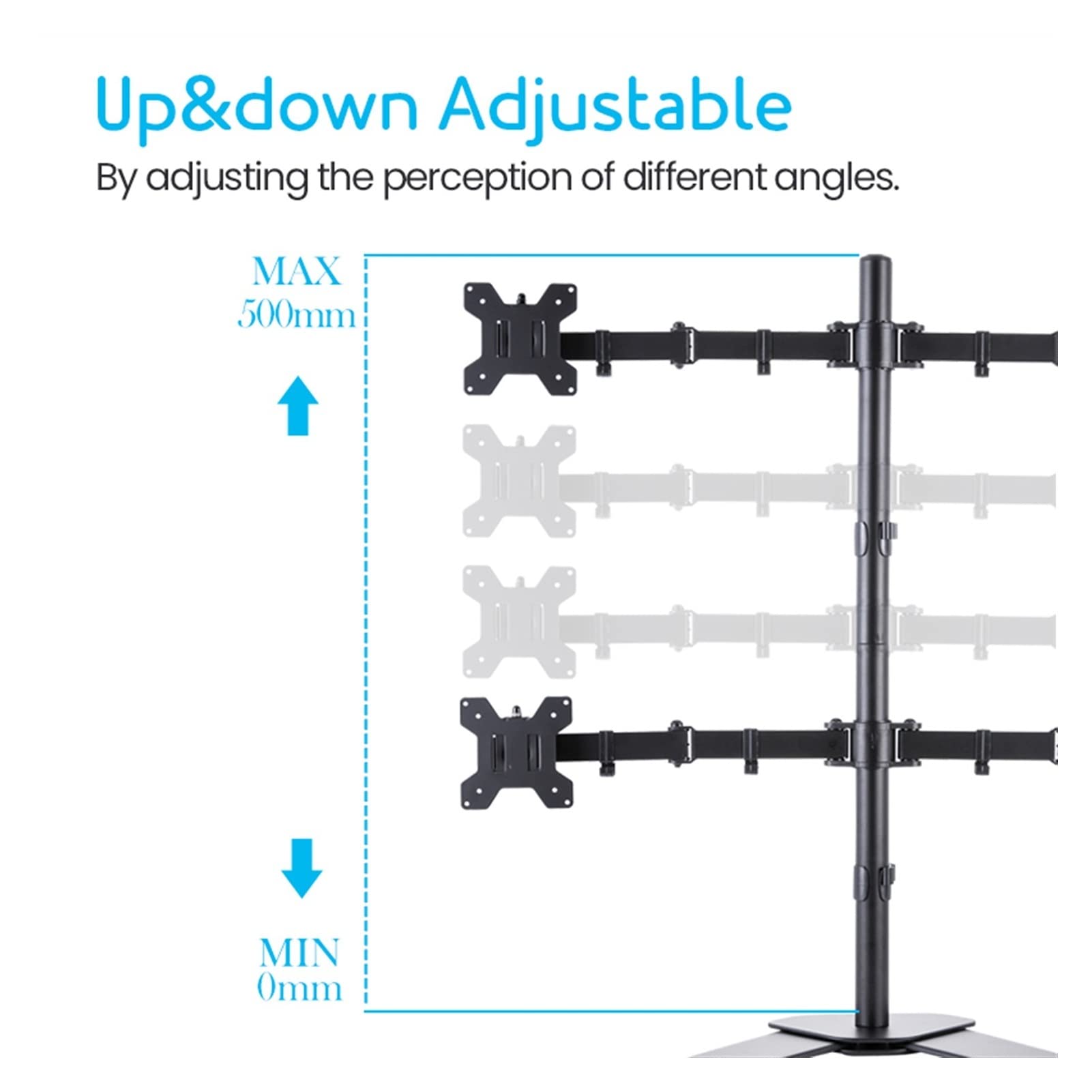 Brazo Monitor PC Soporte de montaje de cuatro monitores de cuatro, montaje en altura ajustable 4 de pie, soporte de montaje de escritorio de monitor de acero se ajusta a monitores de hasta 32 pulgadas