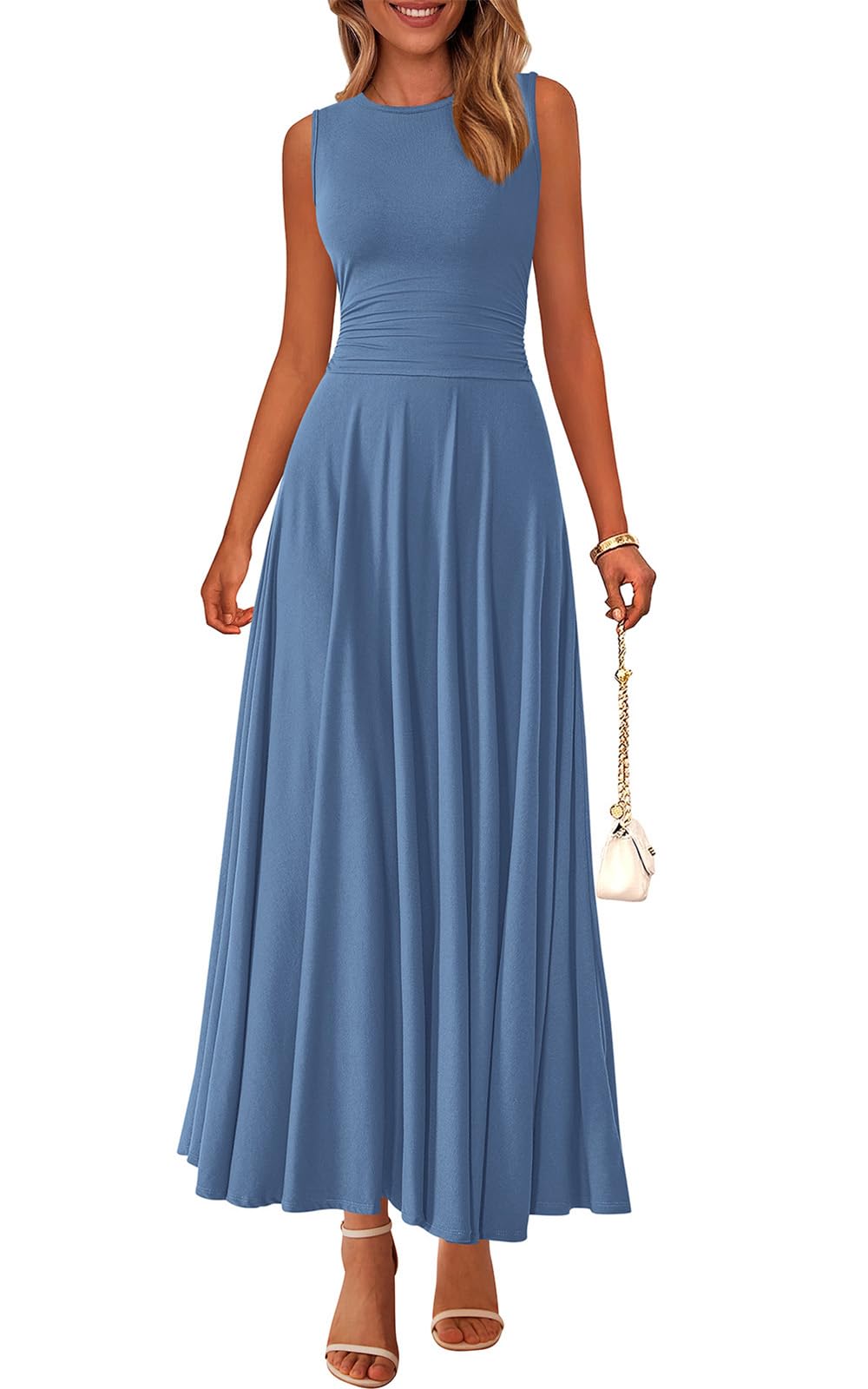 PRETTYGARDEN Womens Sleeveless Summer Dresses 2026 Flowy Aline Maxi Dress