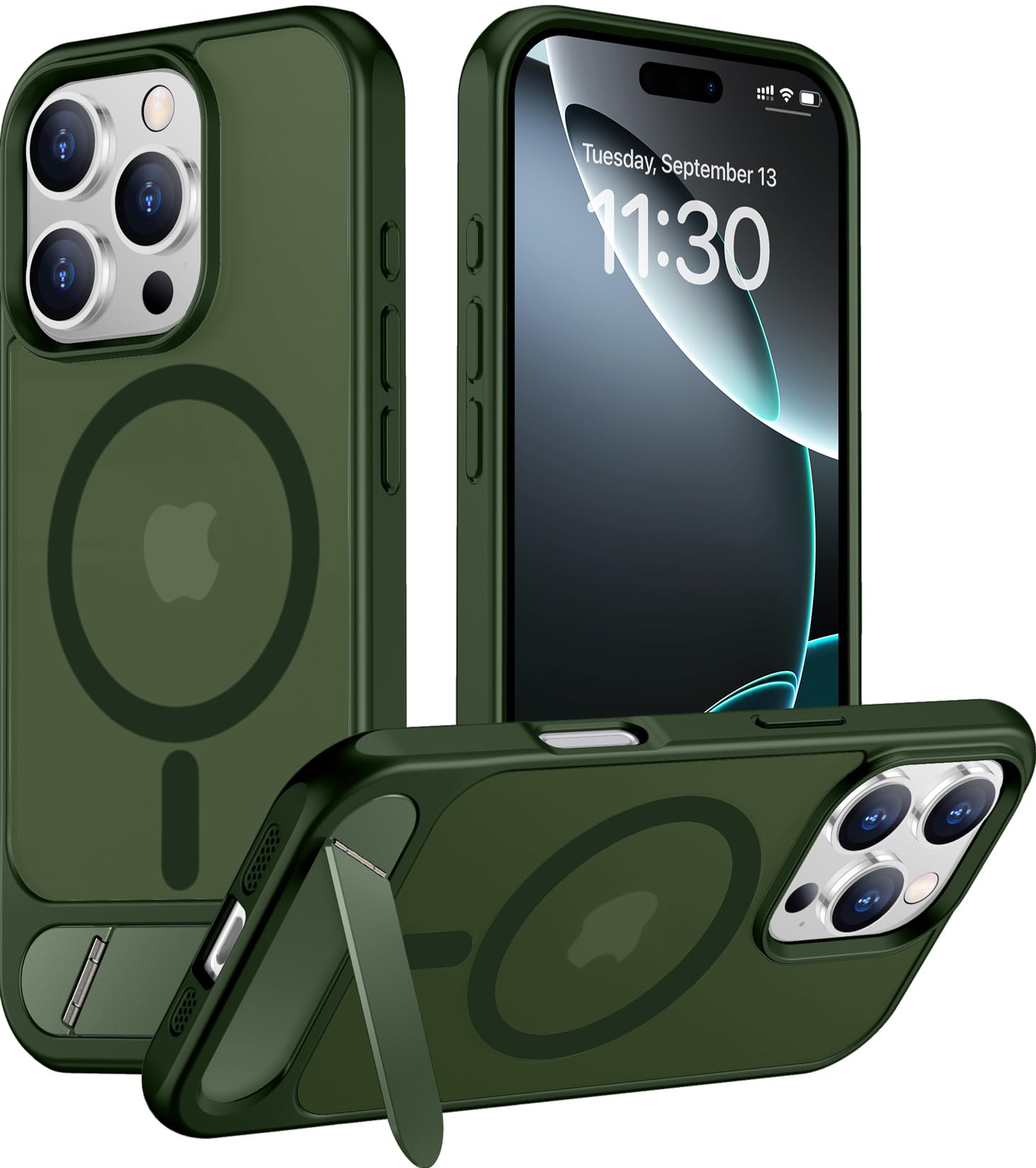 Temdan Magnetic Compatible with iPhone 16 Pro Max Case, [Built-in Invisible Kickstand][Compatible with MagSafe][Military Grade Shockproof] Slim Translucent Matte Phone Case for iPhone 16 Pro Max 6.9"