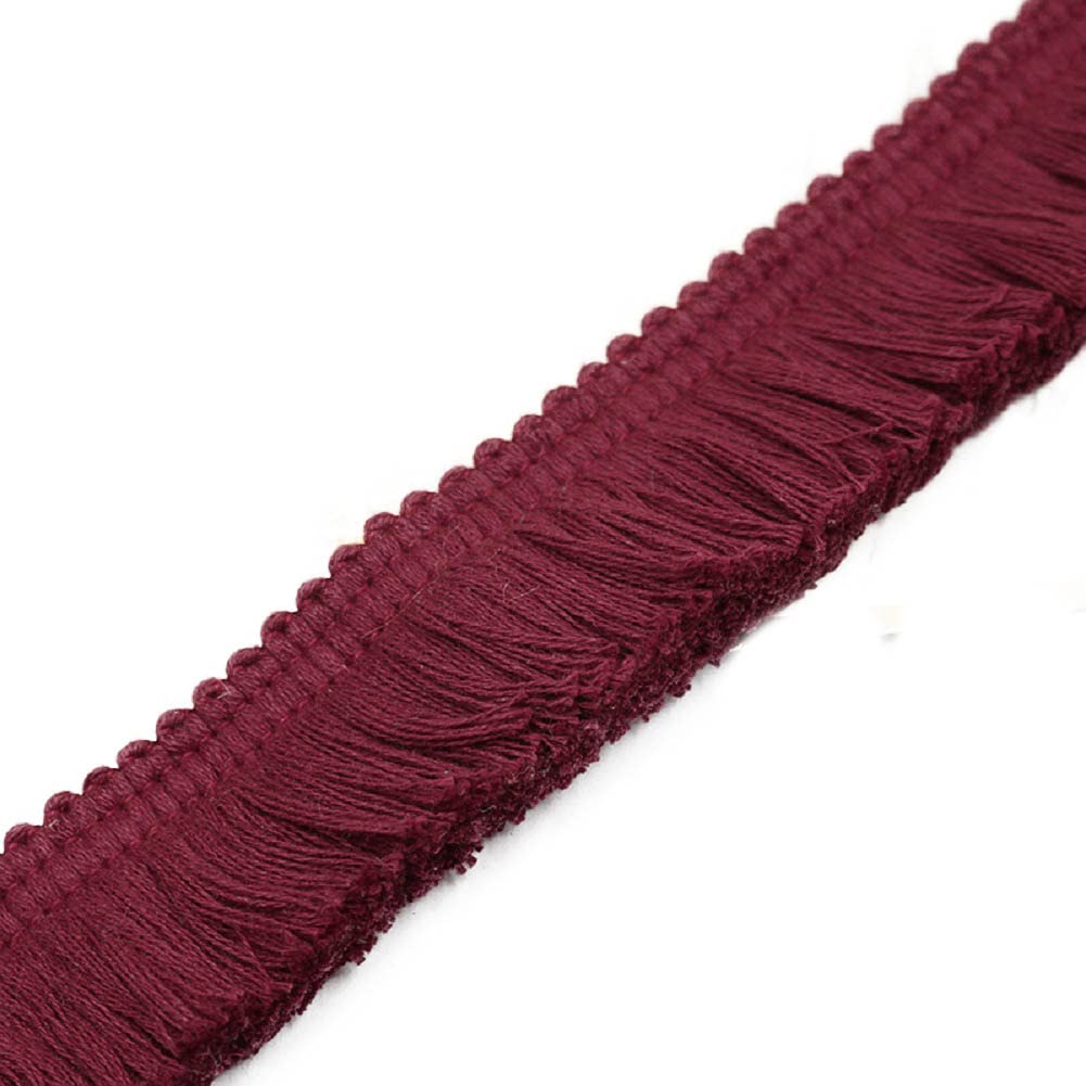 Yalulu 5 Meters Fringe Tassel Trim, 3.8cm Tassels Lace Edge Trim Fringe Embroidered Ribbon for Clothing Wedding Curtains Home Decors (Wine Red)