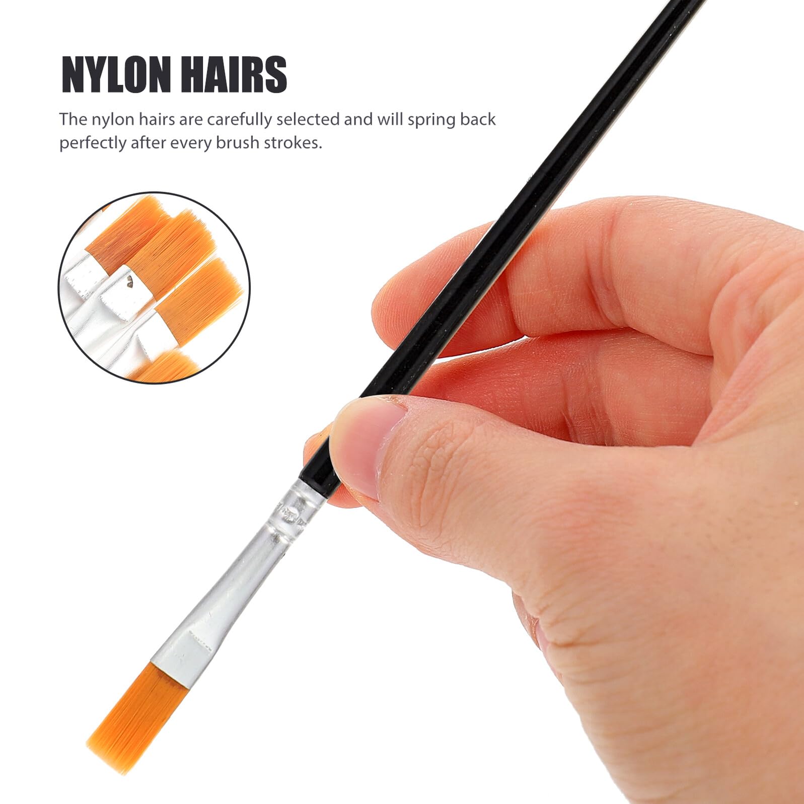 Pincel Plano de Punta Plana Negro de Nylon 200 Piezas