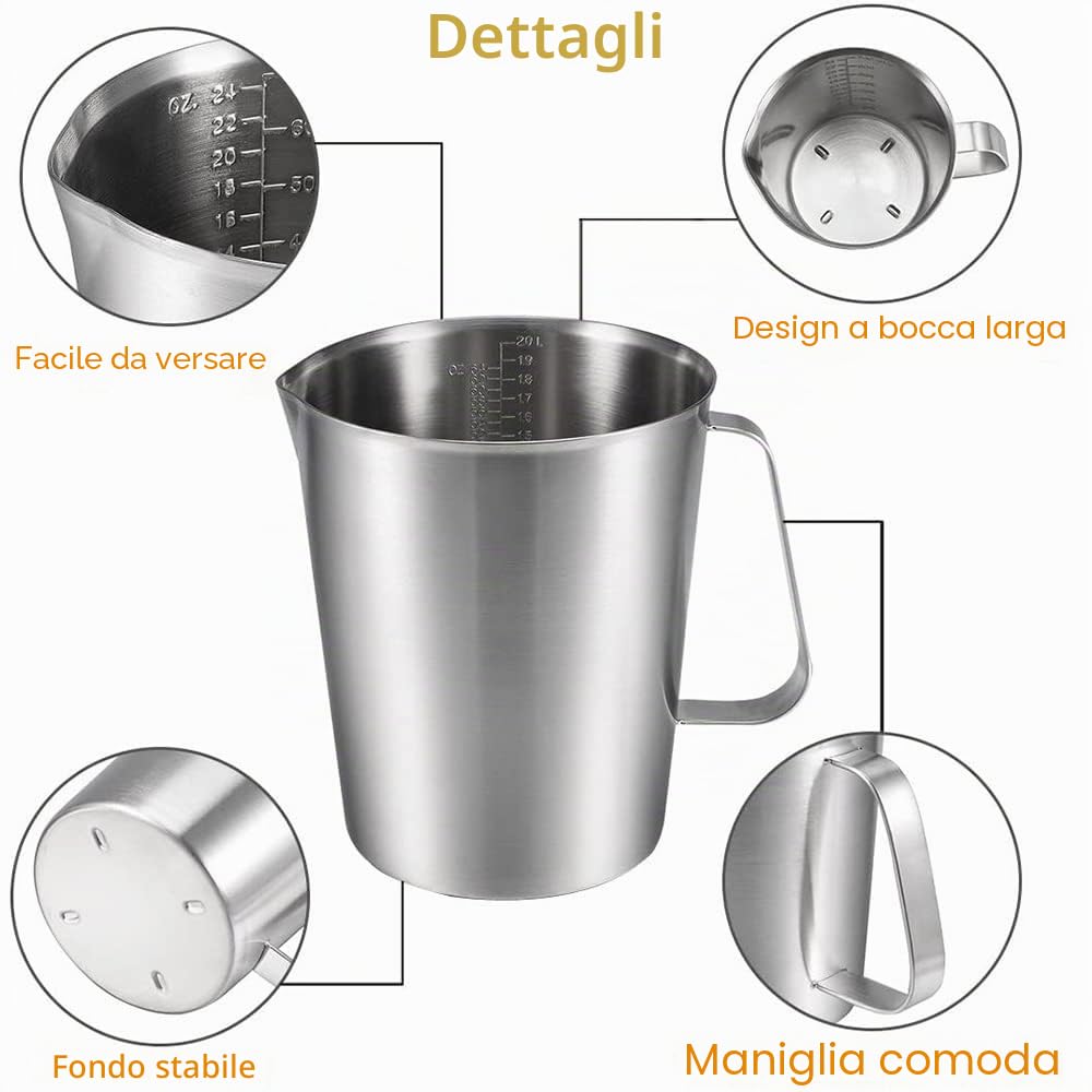 Becher da Laboratorio in Acciaio Inossidabile, Bicchiere Graduato per Misurazione a Resistenza ad Alta Temperatura per Casa, Scuola e Caffè