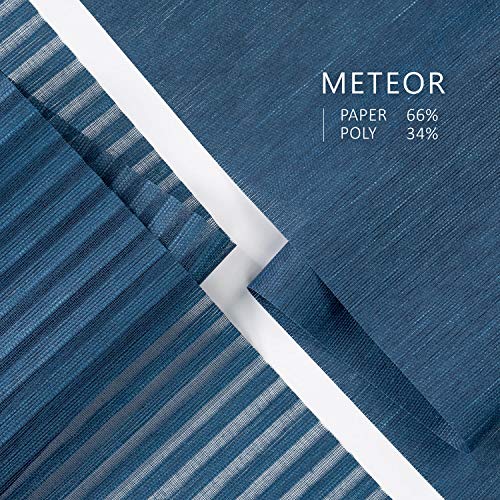 Godear Design Deluxe Adjustable Sliding Panel Track Blind 45.8"- 86" W X 96" H, Extendable 4-Rail Track Vertical Blind, Hanging Room Divider, Blue Trimmable Natural Woven Fabric, Semi-Sheer, Meteor #TOP3