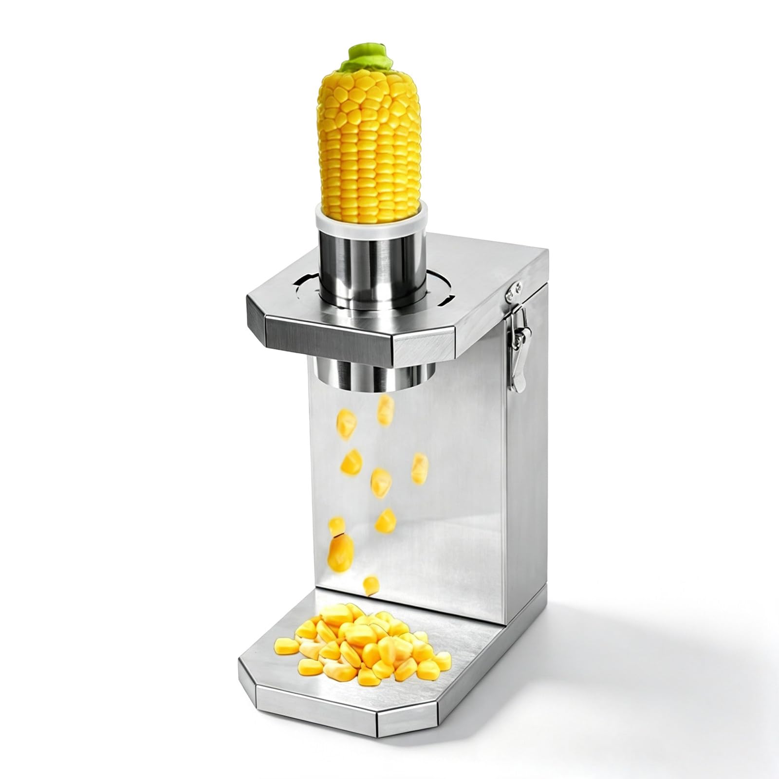 Sgranatrice elettrica per mais in acciaio inox, con apertura di scarico | Adatta a pannocchie fresche o cotte, permette una sgranatura precisa per insalate, zuppe e contorni. Robusto attrezzo