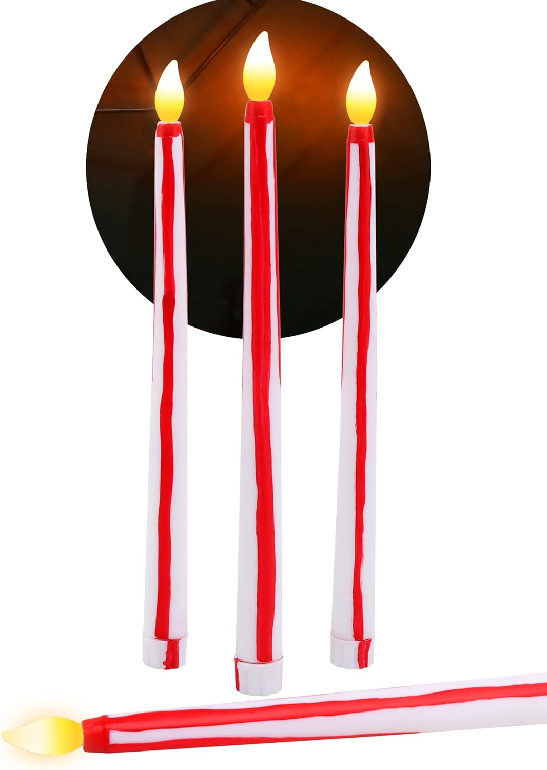 SEVEN LUCKY LIGHT LED Black Taper Candles Set of 4,Battery