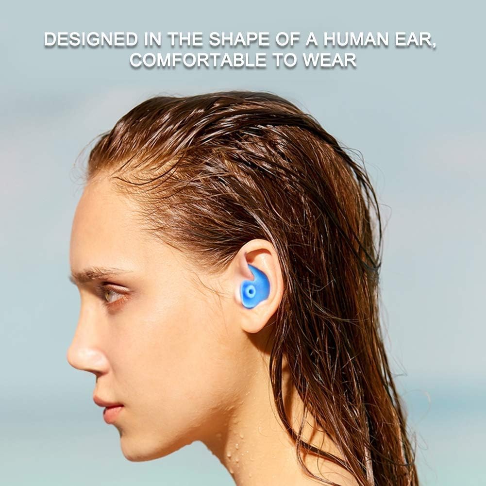 DAZZLIQ Pack of 2 Blue Ear Plugs For Swimming Ear Plug For Bathing Swimming Ear Plugs For Men Ear Protection From Water Waterproof Swimming Earplugs Professional Silicone Anti-Noise Cancellation 3