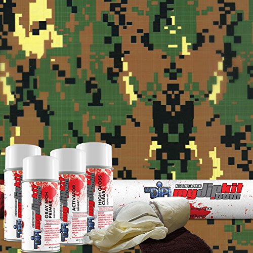 Hydrographics Kit - Water Transfer Printing- Hydro Dip - MyDipKit - MC-018 - Green/Tan/Black Digital Camo Kit