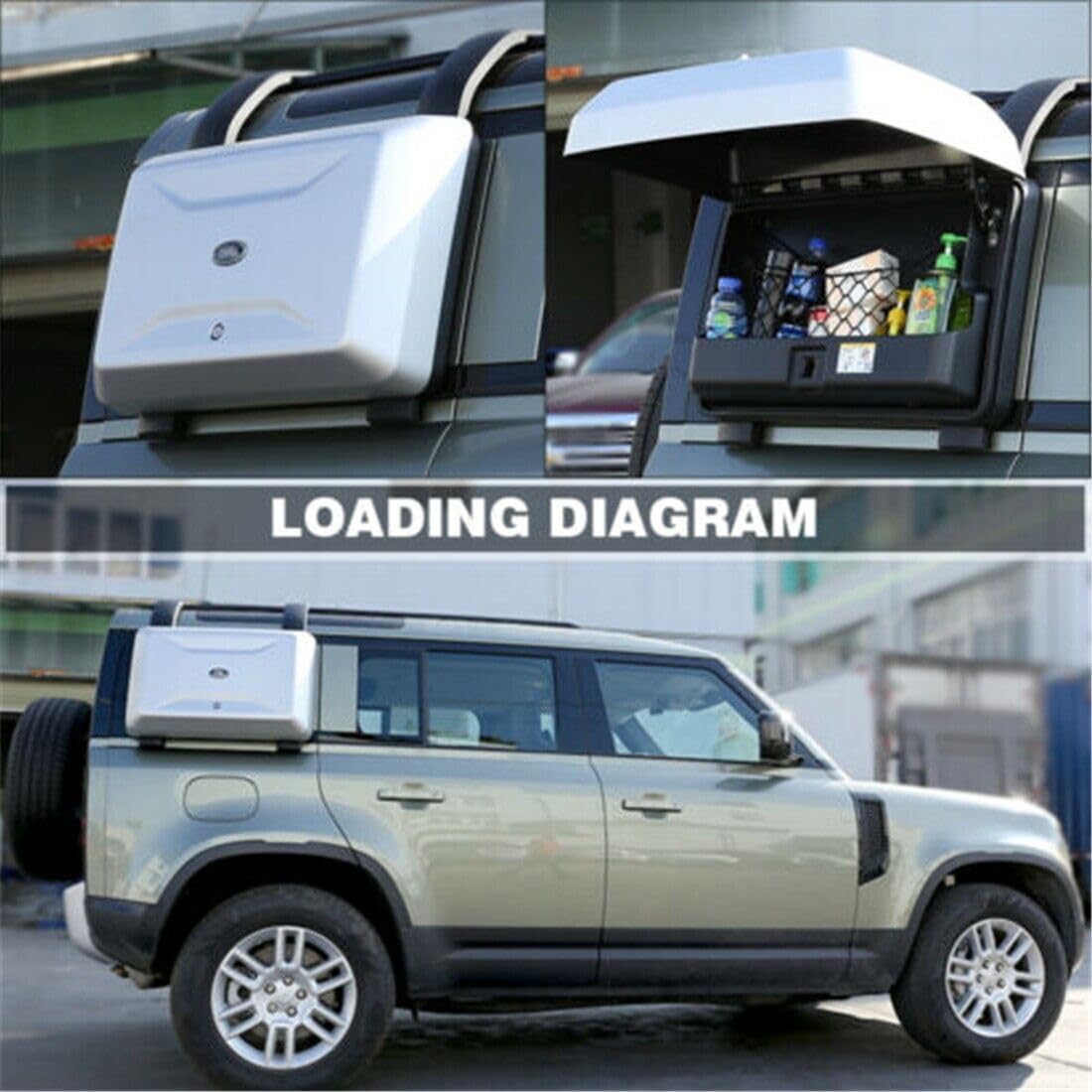 CSOUL Silver Exterior Side Mounted Gear Carrier Truck Tool Box Fits for Land Rover Defender 110 90 130 2020 2021 2022 2023 2024